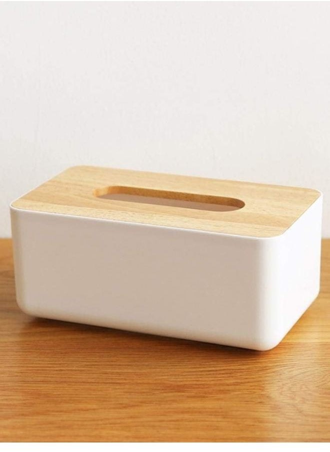Modern Rectangular Design Wooden Tissue Box with Lid, Paper Tissue Box, Tissue Organizer for Bathroom, Home, Office, Living Room (23 x 13 x 10 cm)