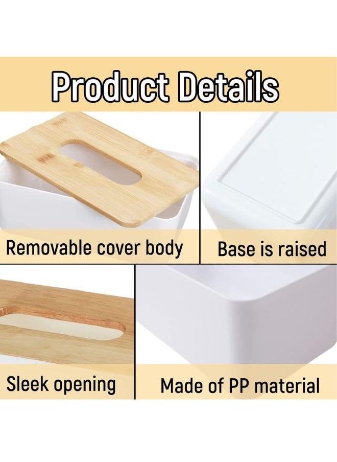 Modern Rectangular Design Wooden Tissue Box with Lid, Paper Tissue Box, Tissue Organizer for Bathroom, Home, Office, Living Room (23 x 13 x 10 cm)