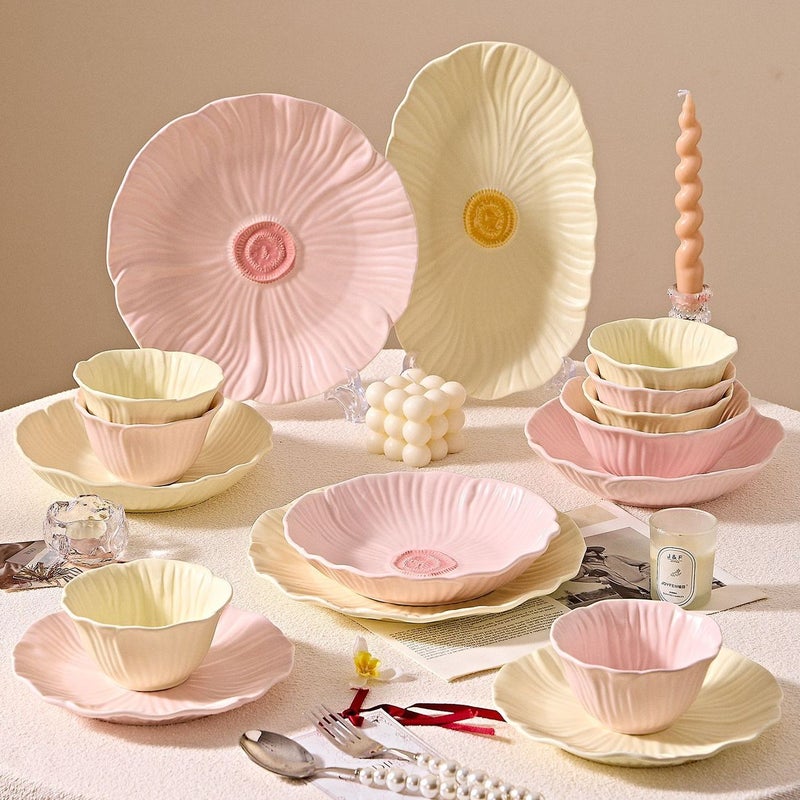 CME Elegant Underglaze Ceramic Dinnerware Set with Floral Design - Perfect for Home, Gifts, and Special Occasions - Image 3