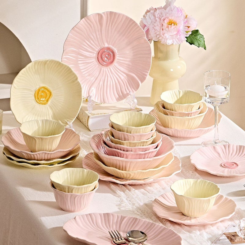CME Elegant Underglaze Ceramic Dinnerware Set with Floral Design - Perfect for Home, Gifts, and Special Occasions - Image 4