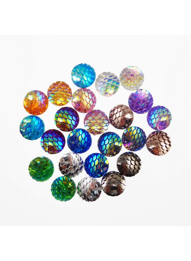 JJG 100 Pcs Dragon/Mermaid Scale Resin Flat Back Round Dome Cabochons Diy Accessories 12Mm Diameter Random Color - Image 3