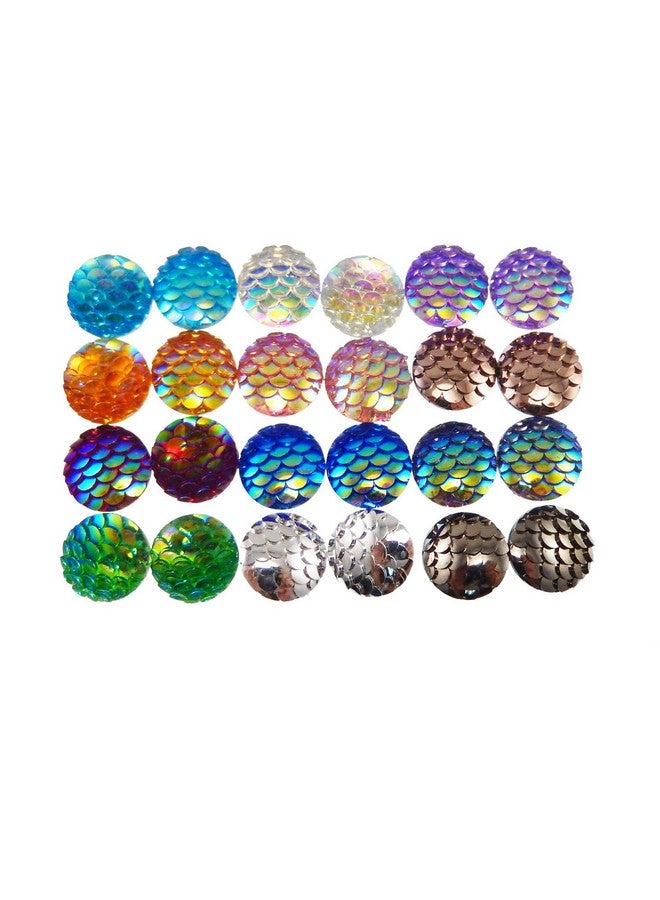 JJG 100 Pcs Dragon/Mermaid Scale Resin Flat Back Round Dome Cabochons Diy Accessories 12Mm Diameter Random Color - Image 4