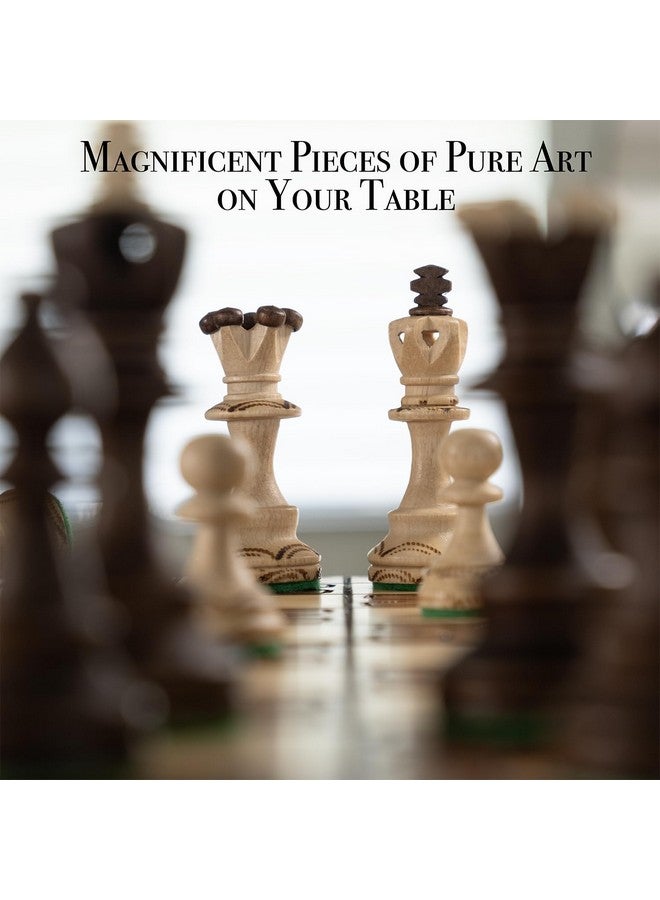 Wegiel Handmade Junior European International Chess Set - 16 Inch Luxury Wooden Chess Set For Adults And Kids, Premium Beech And Birch Wood - Unique Folding Design With Chess Piece Storage - Image 5