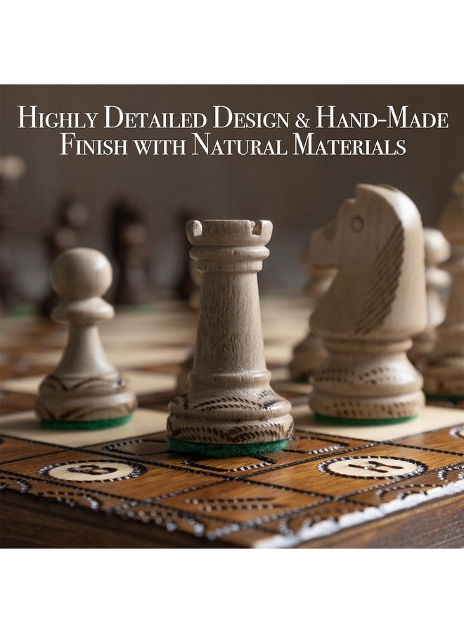 Wegiel Handmade Junior European International Chess Set - 16 Inch Luxury Wooden Chess Set For Adults And Kids, Premium Beech And Birch Wood - Unique Folding Design With Chess Piece Storage - Image 3