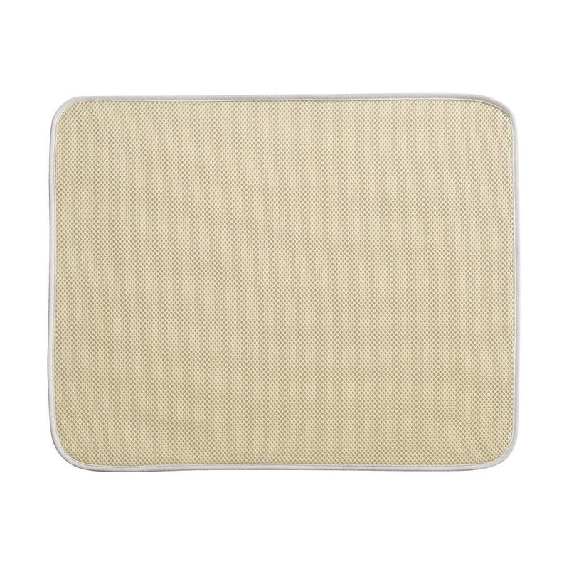 InterDesign iDry Large Kitchen Countertop Absorbent Dish Drying Mat WheatIvory