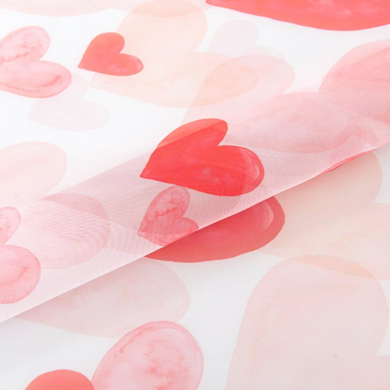 youleyar Valentine's Day Sheer Curtains 84 Inches Long, 2 Panels Lovers Red Heart Printed Pattern Curtain, Rod Pocket Drapes for Bedroom and Home Decor, 52" W x 84" L - Image 5