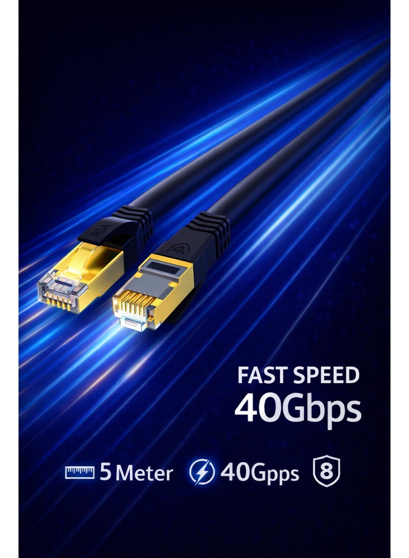 أيه أس أيه كابل إيثرنت Cat8 عالي السرعة 40 جيجابت/ثانية 2000 ميجاهرتز RJ45 مجدول ومحصن 5 متر - Image 1