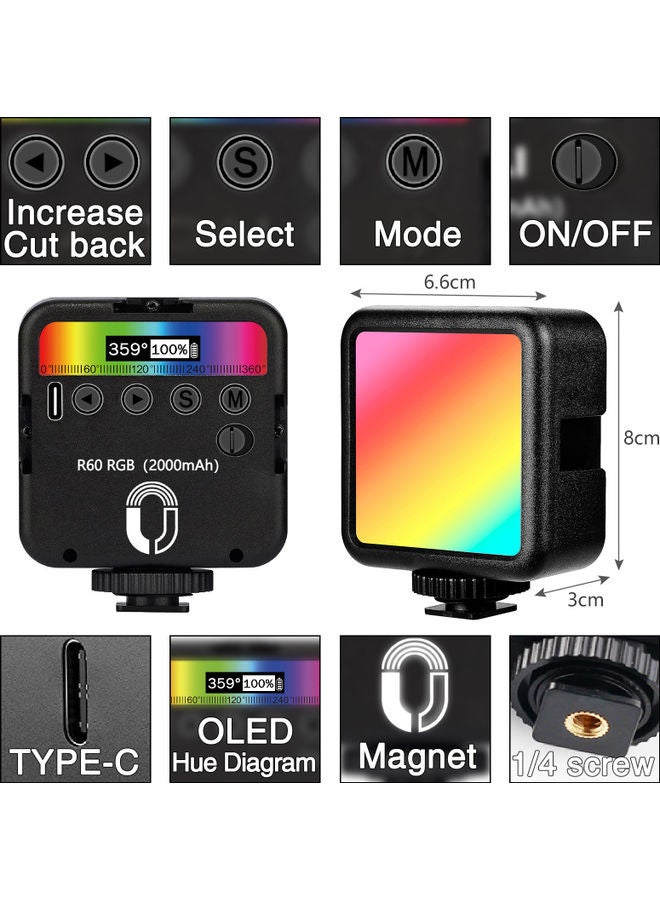 NIBEMINENT Mini RGB Photography Light for Camera Tripod Stand Black  - Image 4