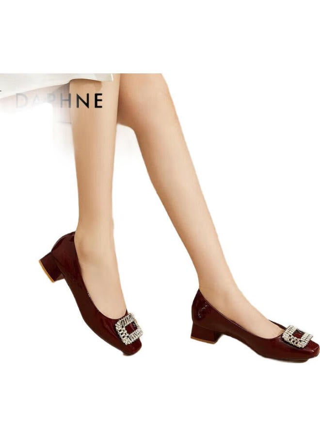 Daphne Women'S Low-Heel Pointed Toe Single Shoes With Rhinestones For Daily Commute Red Wedding Shoes Boat Shoes Women'S Shoes Red 36 - Image 2