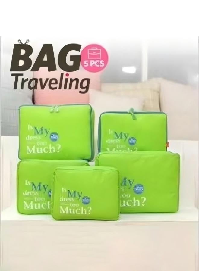 5-Piece Outdoor Traveling Household Clothing Storage Bag Set , Maximize Space In Luggage, Travel Organizer Luggage Set Suitable For Clothes, Shoes,Suitcases and Travel Bags - Image 1