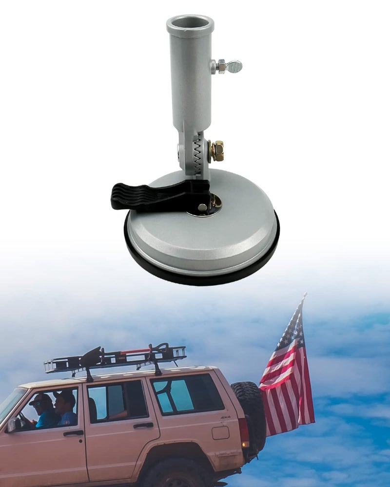 ULZOZN حامل علم بقبضة شفط بتصميم عالمي قابل للتعديل متعدد الوضعيات لحامل العلم الثقيل لتثبيت الأعلام على RV والشاحنات والسيارات وSUV وATV والجدران المنزلية - Image 1