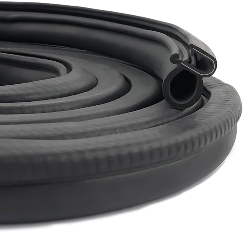 Salior Car Door Seal Strip,U-Shaped Automotive Weather Stripping Rubber Seal Strip with Metal Clips,Universal Push-in Car Door Edge Guards Fits Car Truck RV Boat Home(25Ft) - Image 1