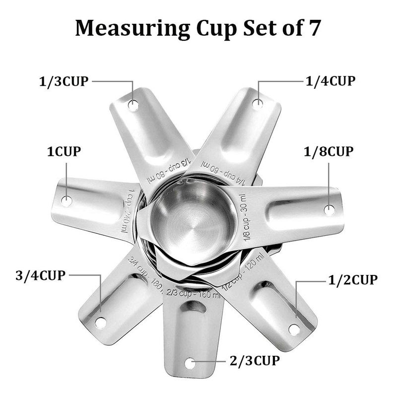 CozyKit Measuring Cups Stainless Steel 7 Piece Stackable Set for Dry or Liquid Ingredients Measurement - Kitchen Gadgets & Utensils Metal Measuring Cups Best for Cooking & Baking - Image 2