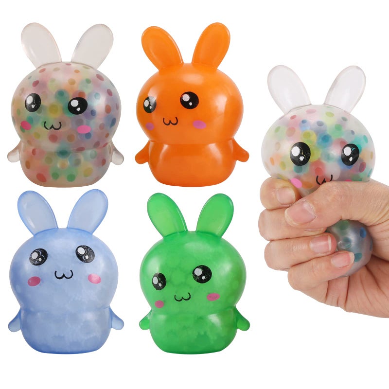 FauKait Easter Basket StuffersEaster Basket Essentials4pcs Squishy Easter Bunny Stress Balls for AdultsEaster Stress Relief Fidget BallsEaster Party Favors Easter Basket Ideas Gifts - Image 3