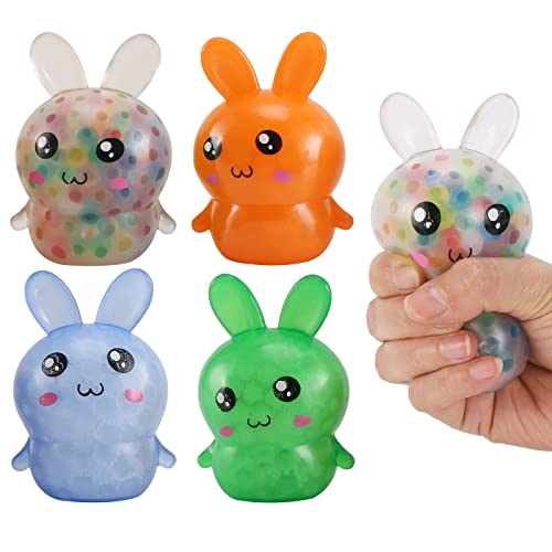 FauKait Easter Basket StuffersEaster Basket Essentials4pcs Squishy Easter Bunny Stress Balls for AdultsEaster Stress Relief Fidget BallsEaster Party Favors Easter Basket Ideas Gifts - Image 1