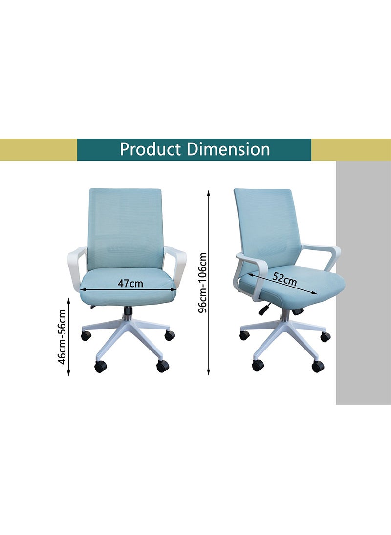 Mahmayi - Mahmayi TJ HY-690W Medium Back Mesh Chair White/Blue - Image 1