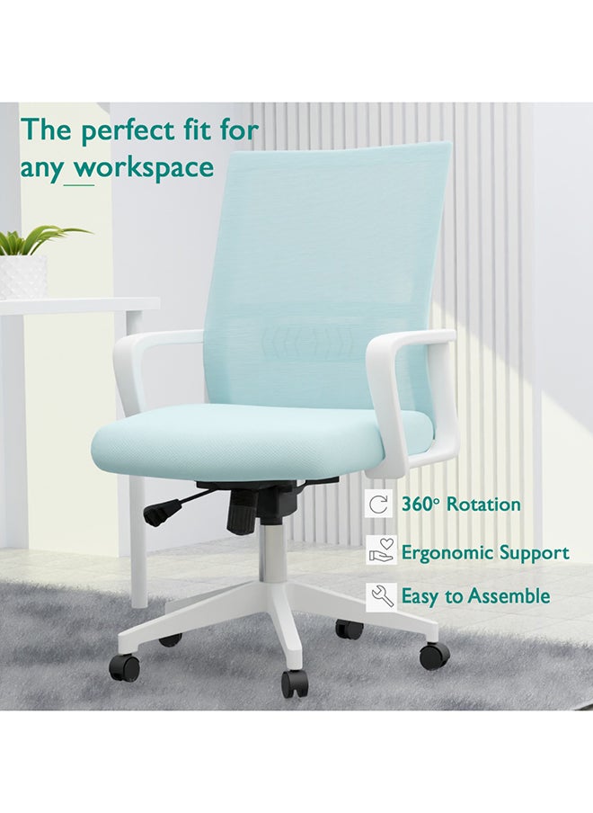 Mahmayi - Mahmayi TJ HY-690W Medium Back Mesh Chair White/Blue - Image 1