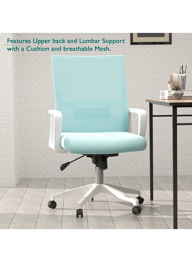 Mahmayi - Mahmayi TJ HY-690W Medium Back Mesh Chair White/Blue - Image 1