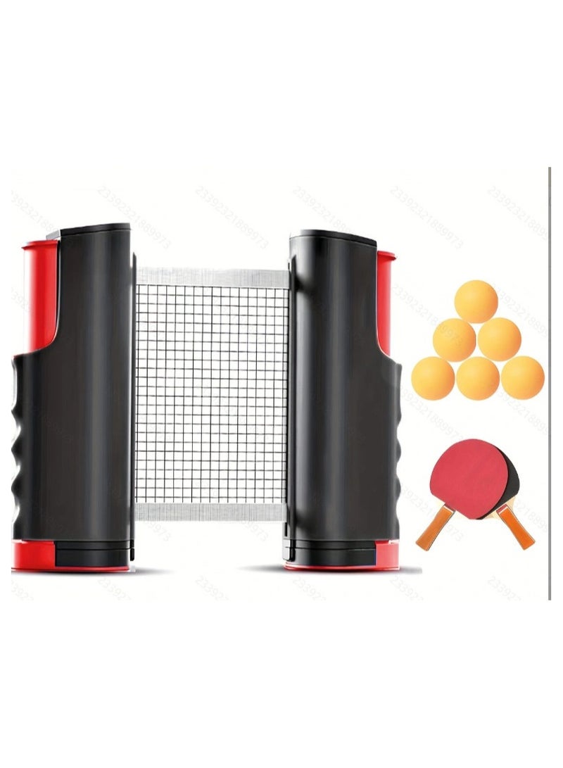 Ping Pong Paddle Set, Portable Table Tennis Set with Retractable Net,Rackets,Balls for Indoor/Outdoor Games - Image 1