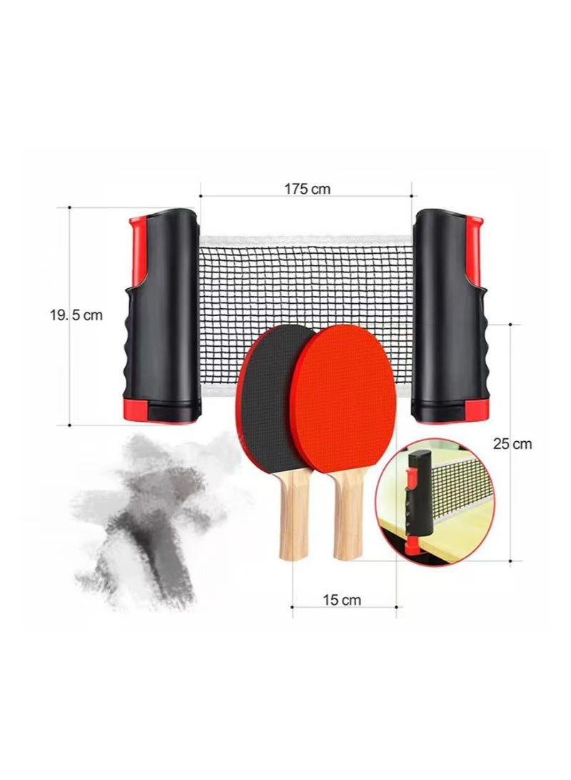 Ping Pong Paddle Set, Portable Table Tennis Set with Retractable Net,Rackets,Balls for Indoor/Outdoor Games - Image 2