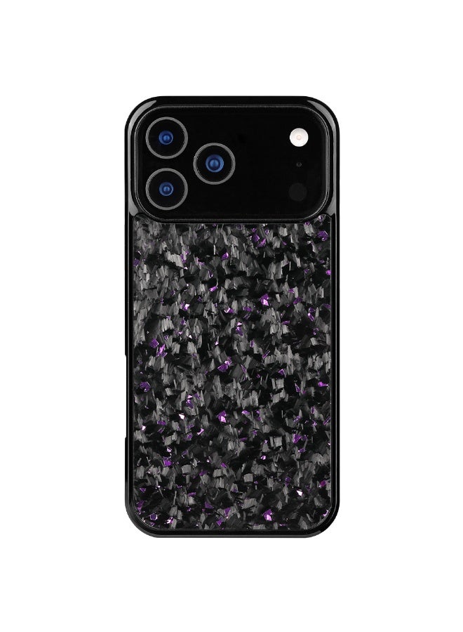 SOLARAE iPhone 17 Pro Max Case Carbon Fiber Black with Purple Crystal Shimmer – Shockproof Slim Fit Protective Cover, Anti-Scratch, Stylish Glossy Finish - Image 1