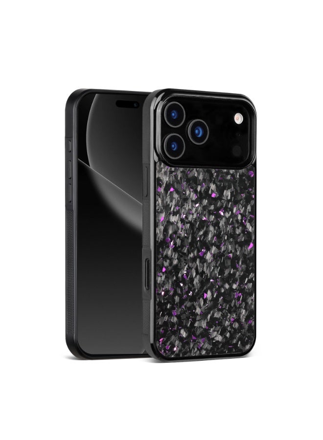 SOLARAE iPhone 17 Pro Max Case Carbon Fiber Black with Purple Crystal Shimmer – Shockproof Slim Fit Protective Cover, Anti-Scratch, Stylish Glossy Finish - Image 2
