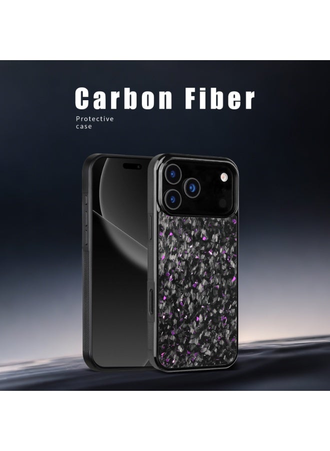 SOLARAE iPhone 17 Pro Max Case Carbon Fiber Black with Purple Crystal Shimmer – Shockproof Slim Fit Protective Cover, Anti-Scratch, Stylish Glossy Finish - Image 4