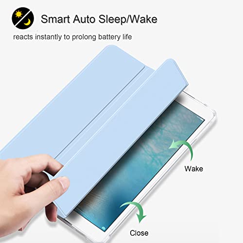 Divufus Case for iPad Pro 9.7 Only(Old Model 2016), Lightweight Slim Auto Sleep/Wake Trifold Stand Smart Cover, Soft TPU Frosted Translucent Back Pencil Holder Case for iPad Pro 9.7 Inch, Light Blue - Image 3