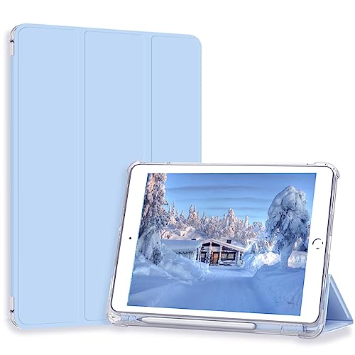 Divufus Case for iPad Pro 9.7 Only(Old Model 2016), Lightweight Slim Auto Sleep/Wake Trifold Stand Smart Cover, Soft TPU Frosted Translucent Back Pencil Holder Case for iPad Pro 9.7 Inch, Light Blue - Image 1