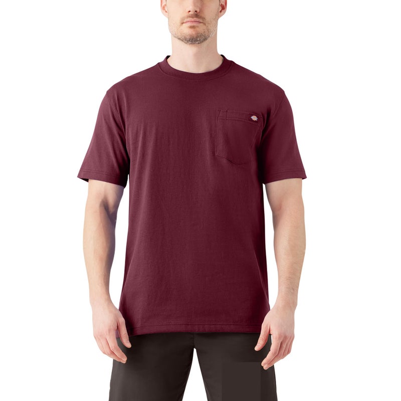 Dickies Mens Heavyweight Crew Neck Short Sleeve Tee Henley Shirt Burgundy XLarge US