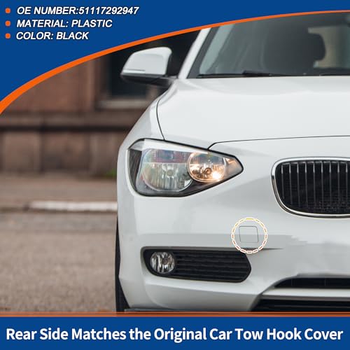 ACROPIX Front Car Bumper Tow Hook Cover Tow Cover Cap Black Fit for BMW 1 Series F20 F21 2011-2014 No.51117292947 - Pack of 1 - Image 3