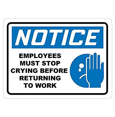 decals Set of 3 -Notice: Employees Must Stop Crying Before Returning to Work Decal Sticker - Image 4