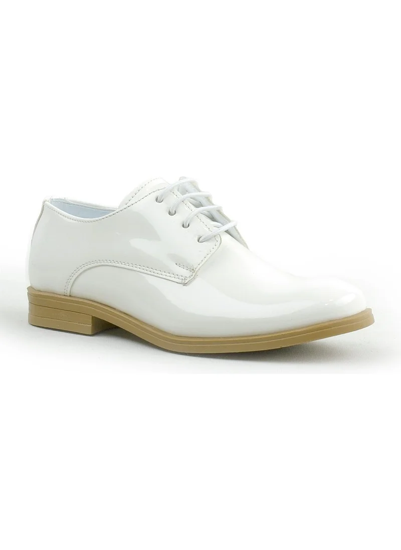 Rakerplus White Patent Leather Lace-up Oxford Kids School Shoes