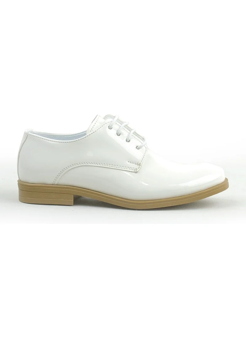 Rakerplus White Patent Leather Lace-up Oxford Kids School Shoes