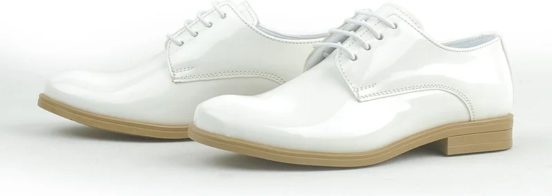 Rakerplus White Patent Leather Lace-up Oxford Kids School Shoes