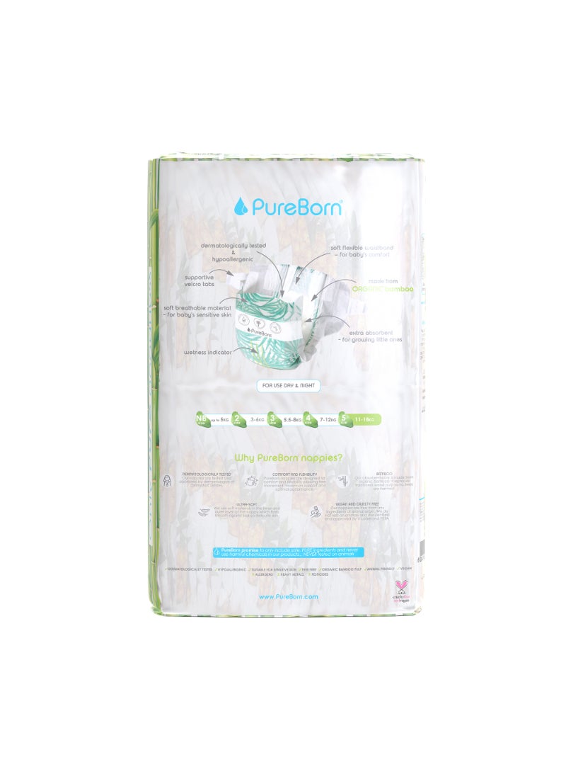 PureBorn Organic Baby Tape Style Diapers Size-5 11-18 kg Pineapple Print 44 Diapers - Image 2