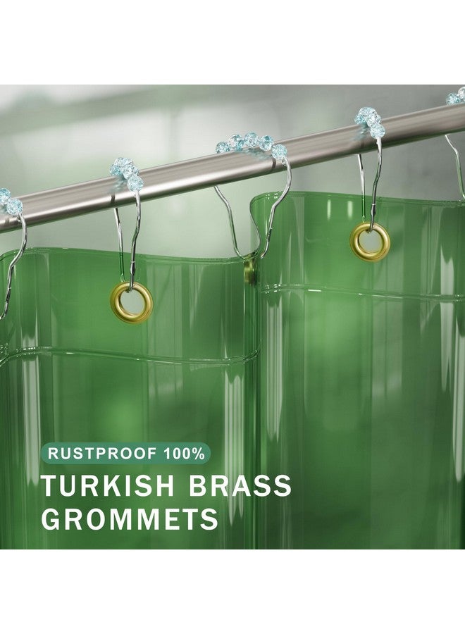 AmazerBath AmazerBath Shower Curtain Liner, 100% EVA Soft Clear Green Heavy Duty Shower Curtain and Liner 2-in-1, 72x72 Luxury Plastic Weighted Bathroom Shower Liner, 12 Rustproof Grommets & 3 Heavyweight Stones  - Image 3
