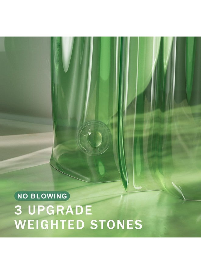 AmazerBath AmazerBath Shower Curtain Liner, 100% EVA Soft Clear Green Heavy Duty Shower Curtain and Liner 2-in-1, 72x72 Luxury Plastic Weighted Bathroom Shower Liner, 12 Rustproof Grommets & 3 Heavyweight Stones  - Image 2