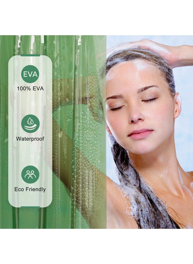 AmazerBath AmazerBath Shower Curtain Liner, 100% EVA Soft Clear Green Heavy Duty Shower Curtain and Liner 2-in-1, 72x72 Luxury Plastic Weighted Bathroom Shower Liner, 12 Rustproof Grommets & 3 Heavyweight Stones  - Image 4