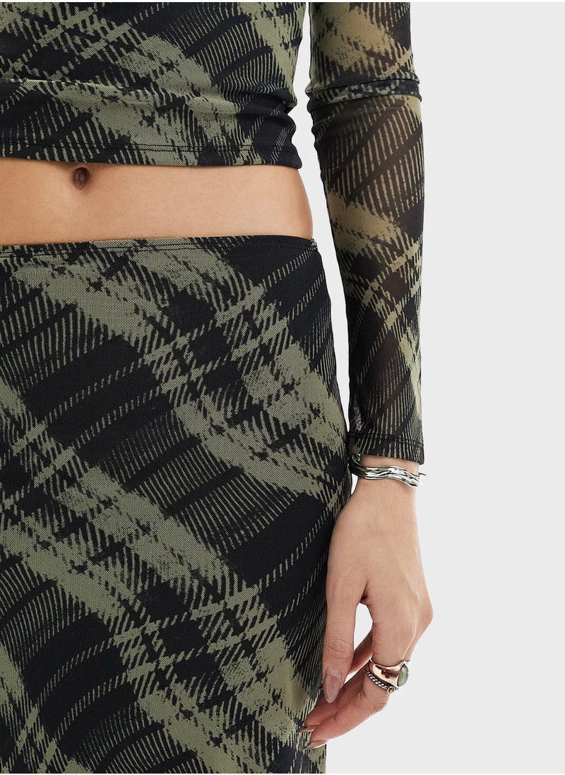 Reclaimed Vintage - Mesh Detailed Checked Skirt - Image 1