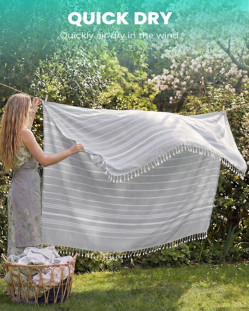 Antfuny Giant Huge Thin Boho Throw Blanket Turkish Beach Blanket Towel Jumbo Extra Large XL XXL Big Oversized Outdoor Picnic Accessories Airplane Travel Essentials Camping Gears Must Haves Yard Yoga Mat Grey - Image 4