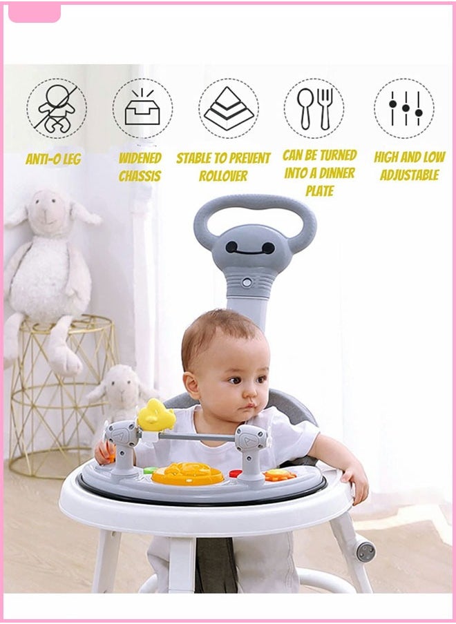 Berma Baby - Foldable Multi-Function Baby Walker, Foldable Boy and Girl Baby Walker, 3-in-1 Toddler Walker, Learning to Sit or Push, Adjustable Speed, Rear Wheel Safety Bumper, Removable Seat (Gray - Deluxe) - Image 1