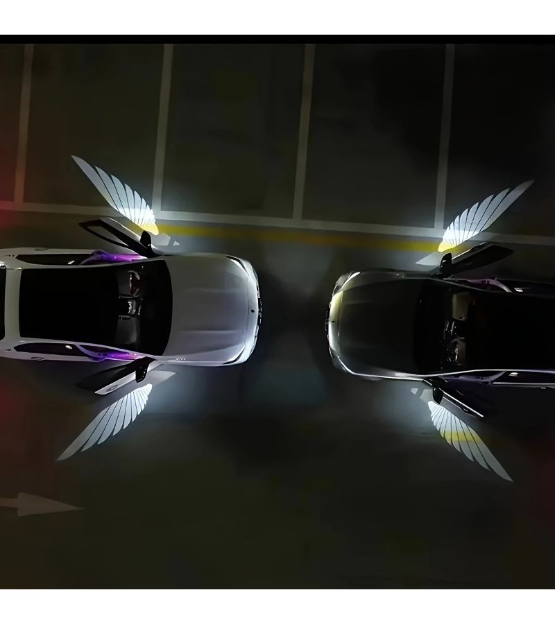 Black LED Angel Wings 2 Pack Interior Welcome Light Set - Image 3