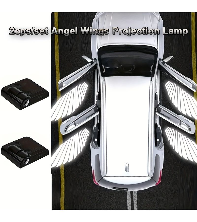 Black LED Angel Wings 2 Pack Interior Welcome Light Set - Image 1