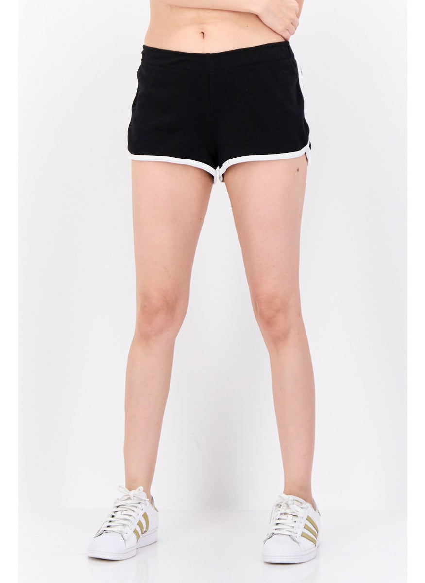 Lefties Women Solid Basic Shorts, Black  - Image 1
