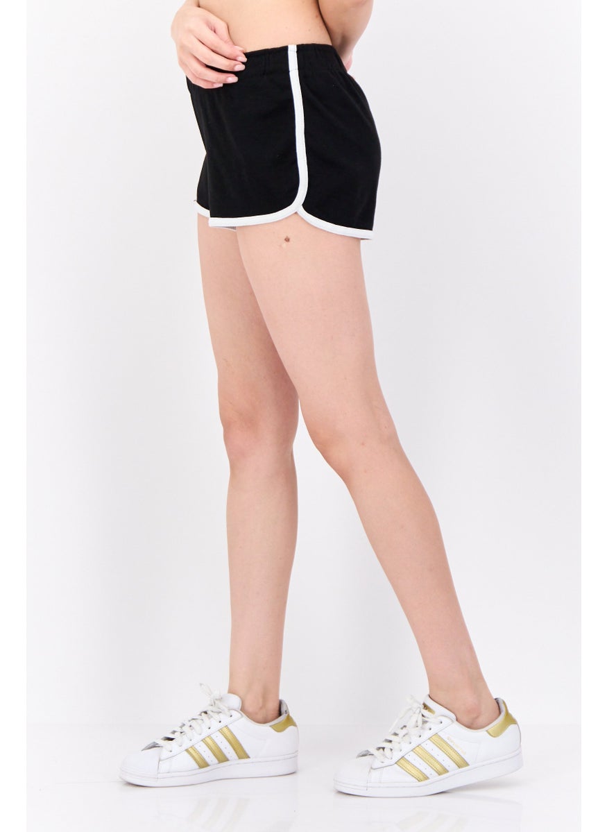Lefties Women Solid Basic Shorts, Black  - Image 2