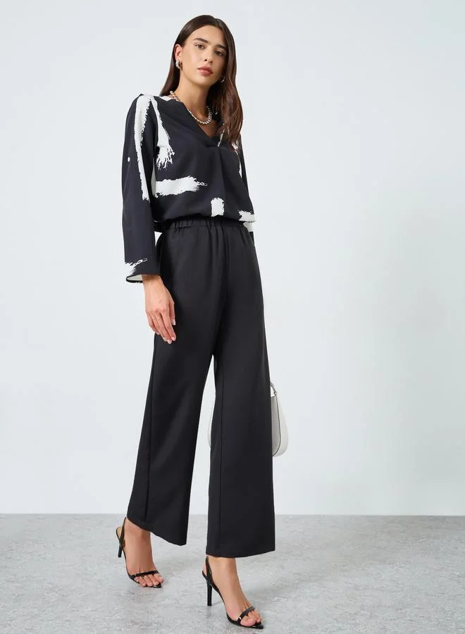 تايك تو بنطال بأرجل مستقيمة بخصر مطاطي سادة