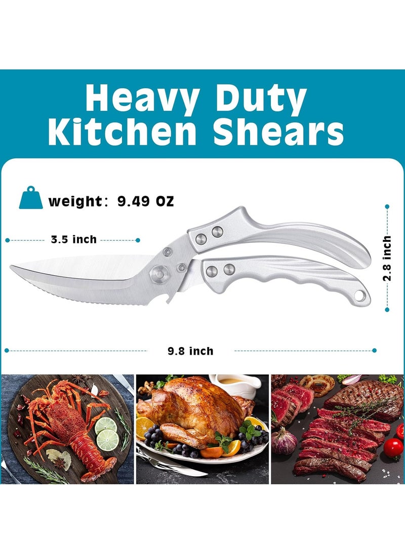 موثوقية التنبؤ مقص المطبخ شديد التحمل، مقص مطبخ من الفولاذ المقاوم للصدأ لجميع الأغراض، مقص مطبخ من الفولاذ المقاوم للصدأ للدجاج والعظام واللحوم والديك الرومي والأسماك، مقص لتقطيع الطعام، آمن للغسل في غسالة الأطباق (فضي) - Image 3