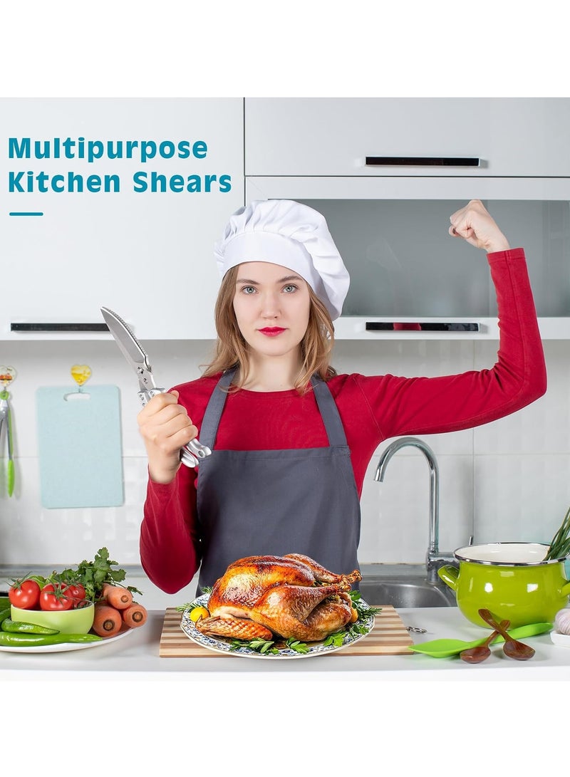 موثوقية التنبؤ مقص المطبخ شديد التحمل، مقص مطبخ من الفولاذ المقاوم للصدأ لجميع الأغراض، مقص مطبخ من الفولاذ المقاوم للصدأ للدجاج والعظام واللحوم والديك الرومي والأسماك، مقص لتقطيع الطعام، آمن للغسل في غسالة الأطباق (فضي) - Image 4