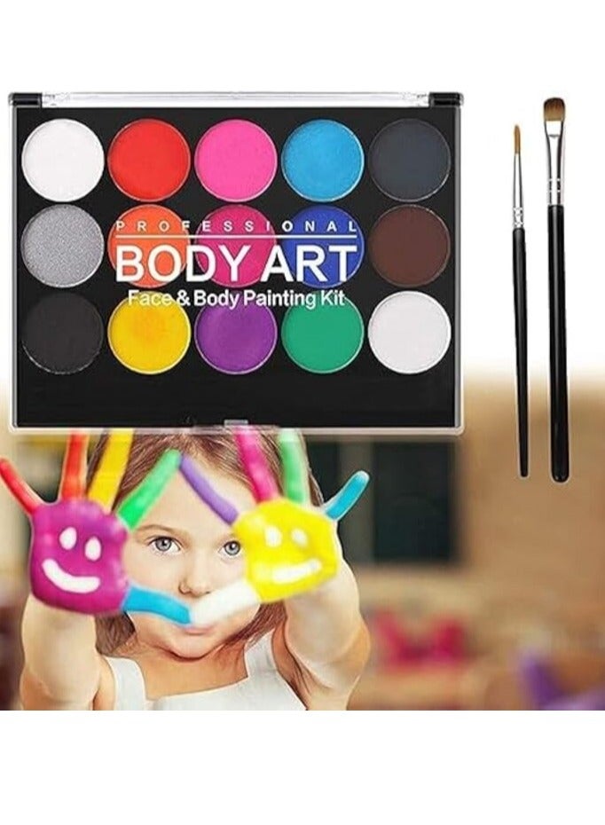 Meetion Kids Face Paint Kit-15 Colours Non-Toxic Professional Face Paint Palette Washable Safe Facepainting for Halloween Party, Body Painting Face Paint Set for Adults Children - Image 1